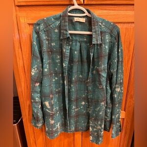 Hollister Turquoise Plaid Light Flannel Shirt Large
